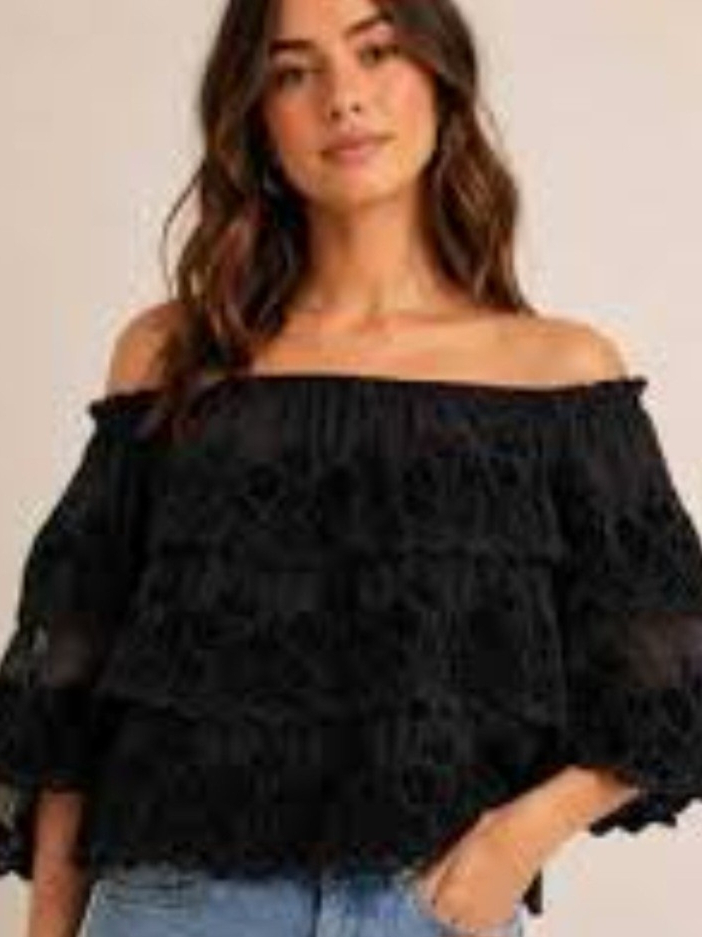 John Mark Velvet Tiered Embroidered Tunic Top Women's M Black Hearts Boho Goth